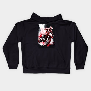 Dirt Bike With Red and Black Paint Splash Design Kids Hoodie